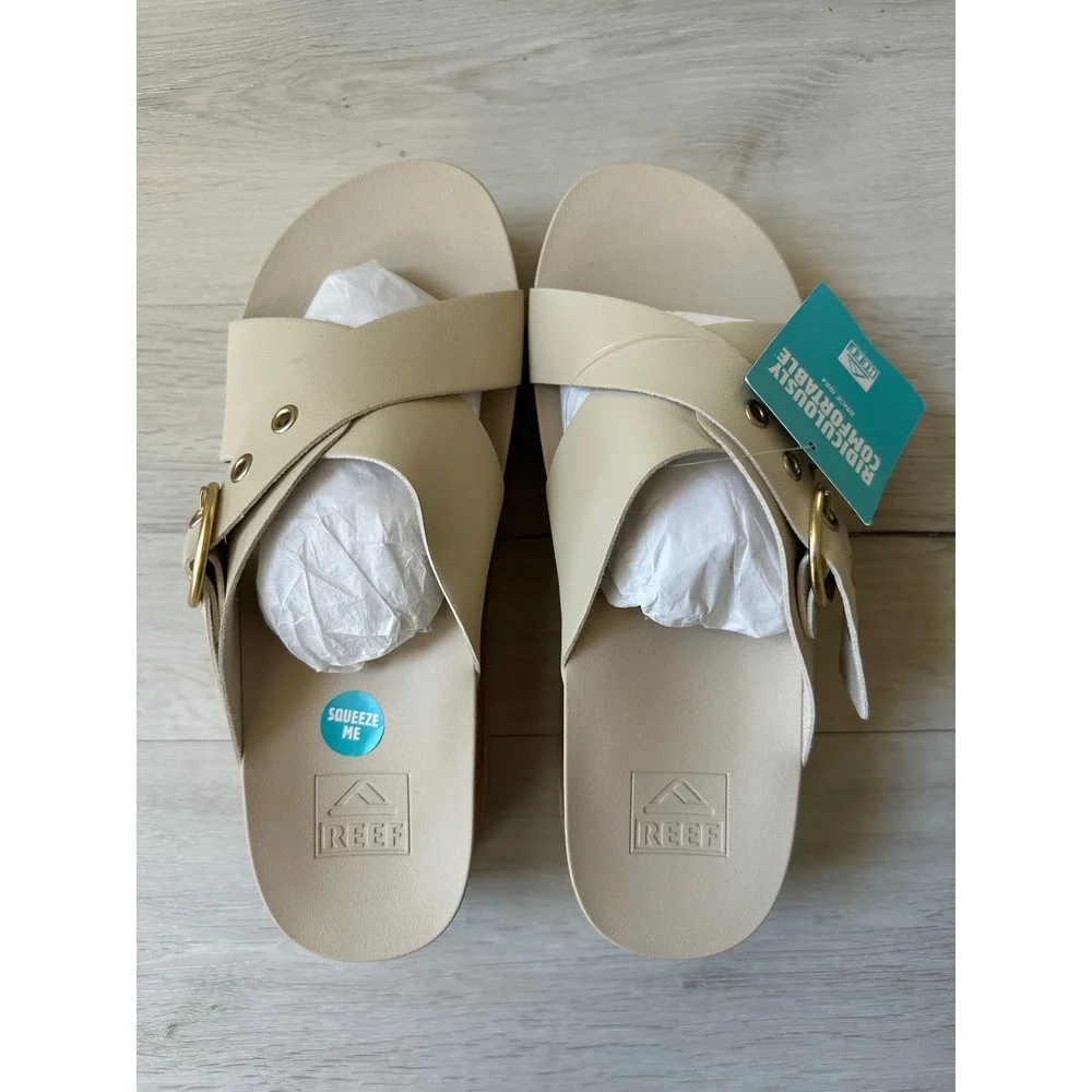 Reef Vista‎ Higher Gia Sandals Vintage Cork Cream Size 10 New With Tags
